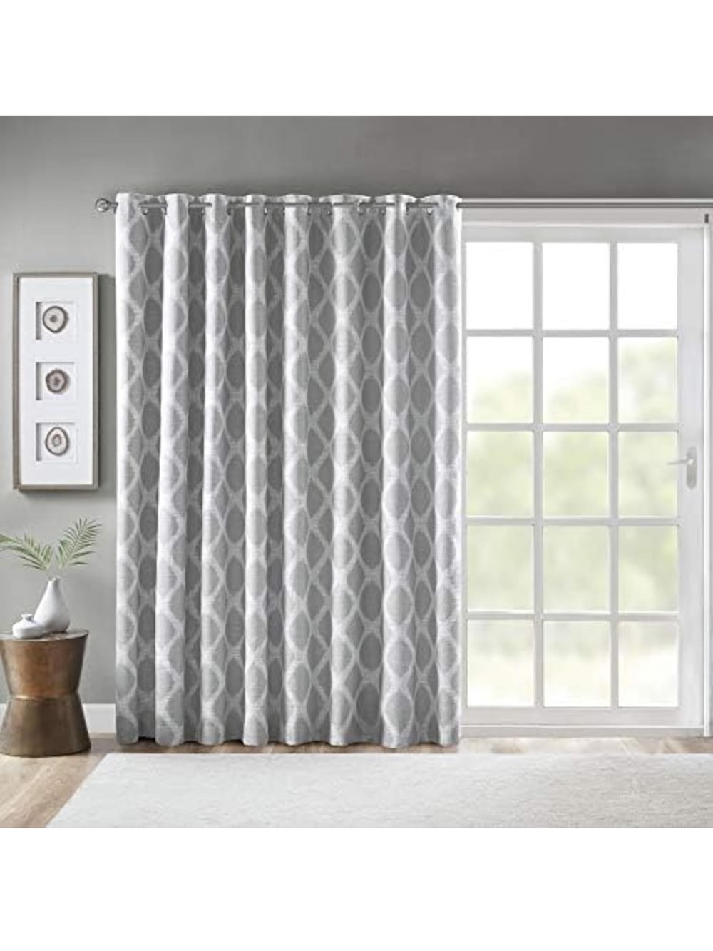 Elegant Gray Geometric Grommet Blackout Curtain Panel 100” W x 84” L
